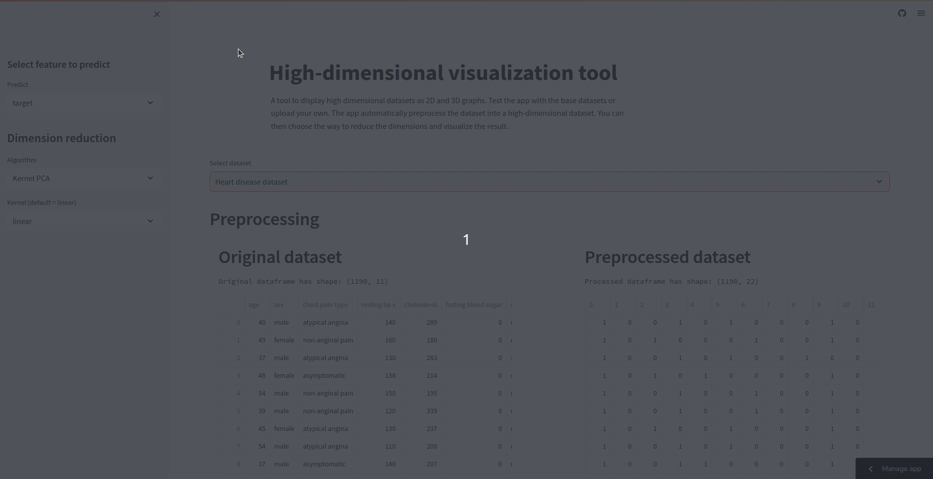 High dimension visualization tool